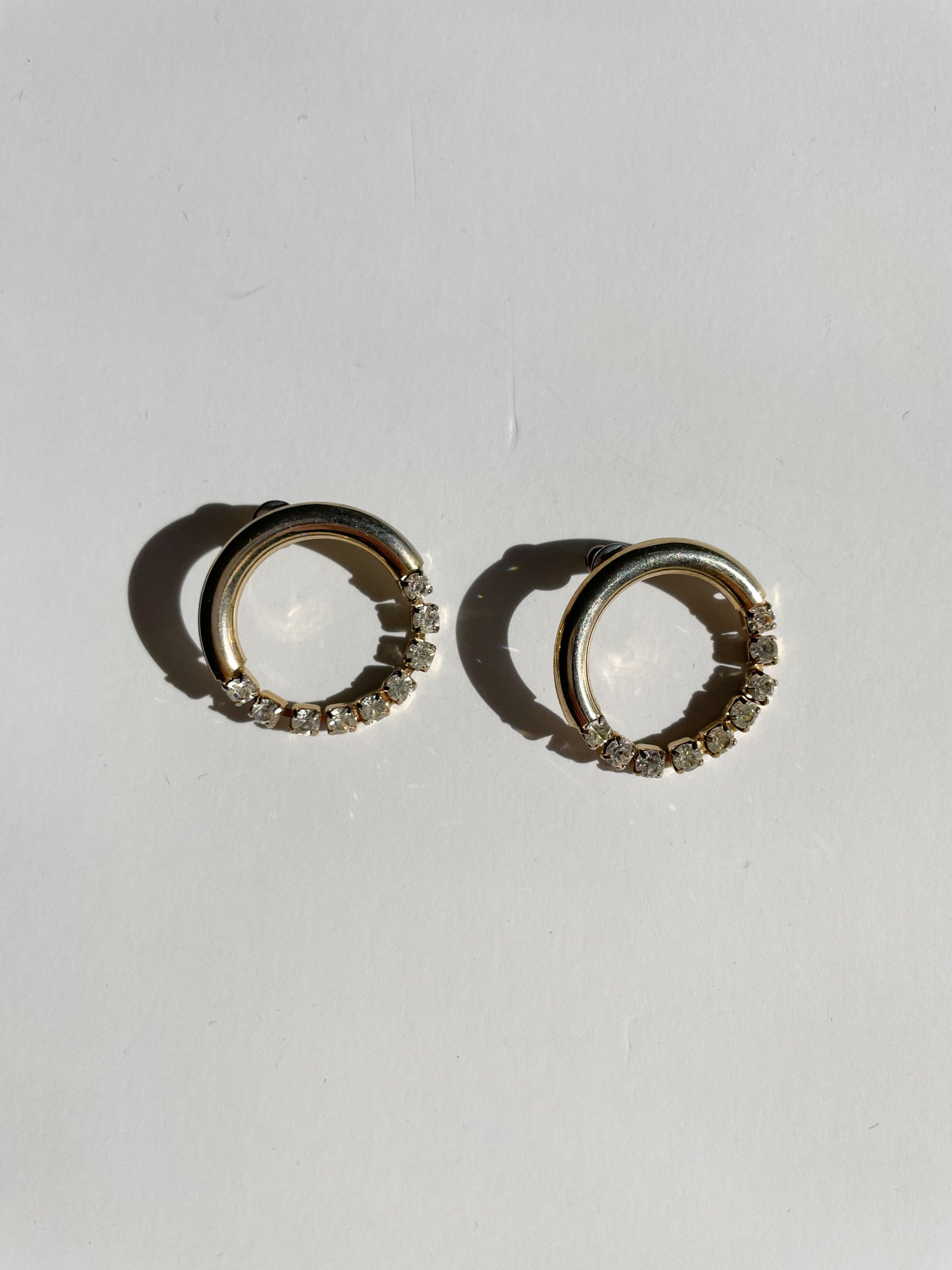 Gold Hoop Crystal Stud Earrings