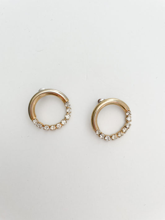 Gold Hoop Crystal Stud Earrings