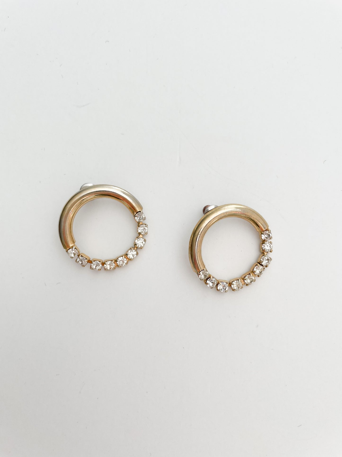 Gold Hoop Crystal Stud Earrings