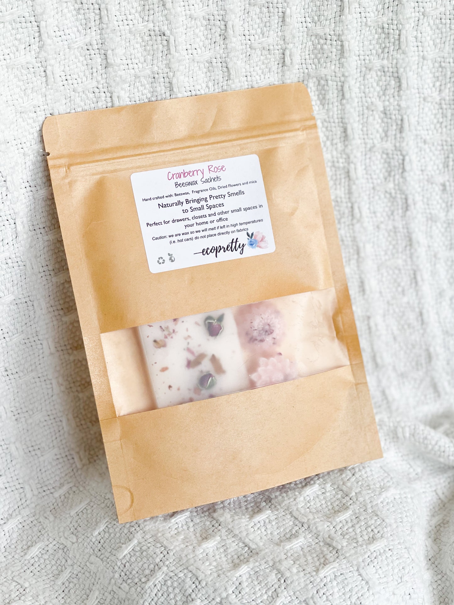 Cranberry Rose Handmade Beeswax Scented Sachets