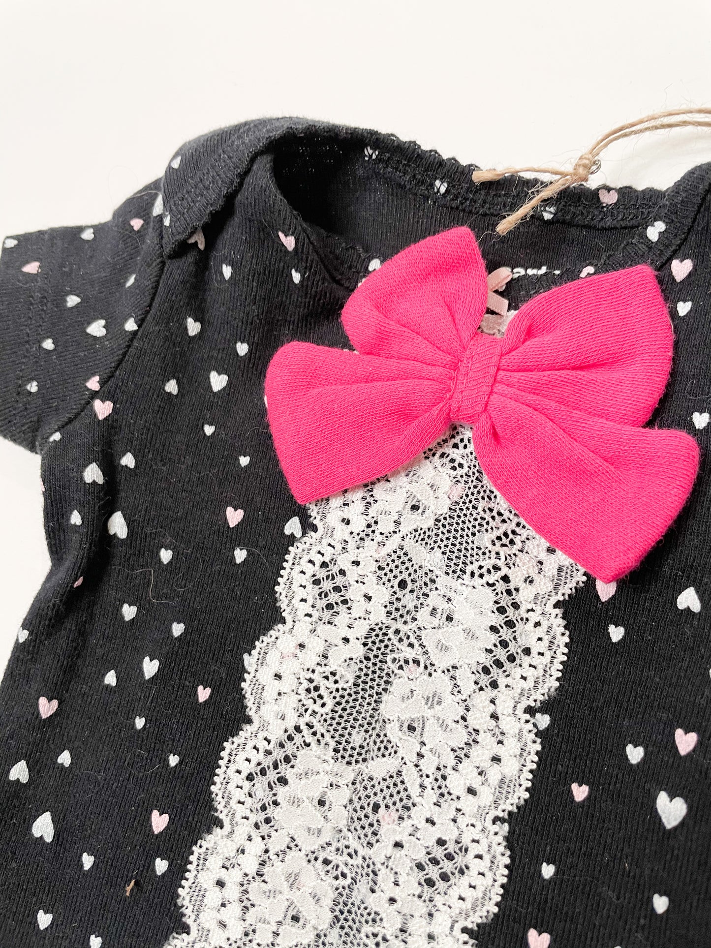 Black Hearts Lace Bow Stripe Eco Pretty Reimagined Pet Shirt