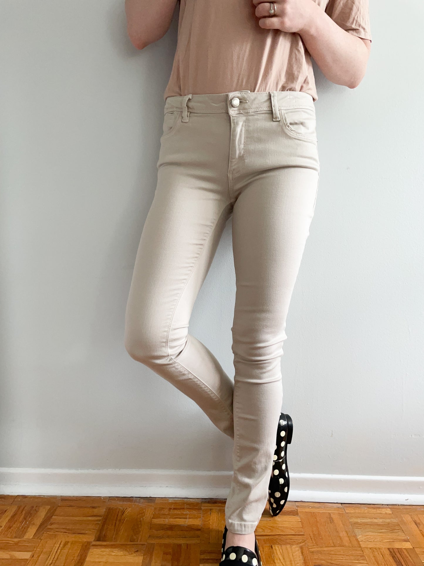 Zara Z1975 Basics Beige Skinny Leg Pants - Size 8
