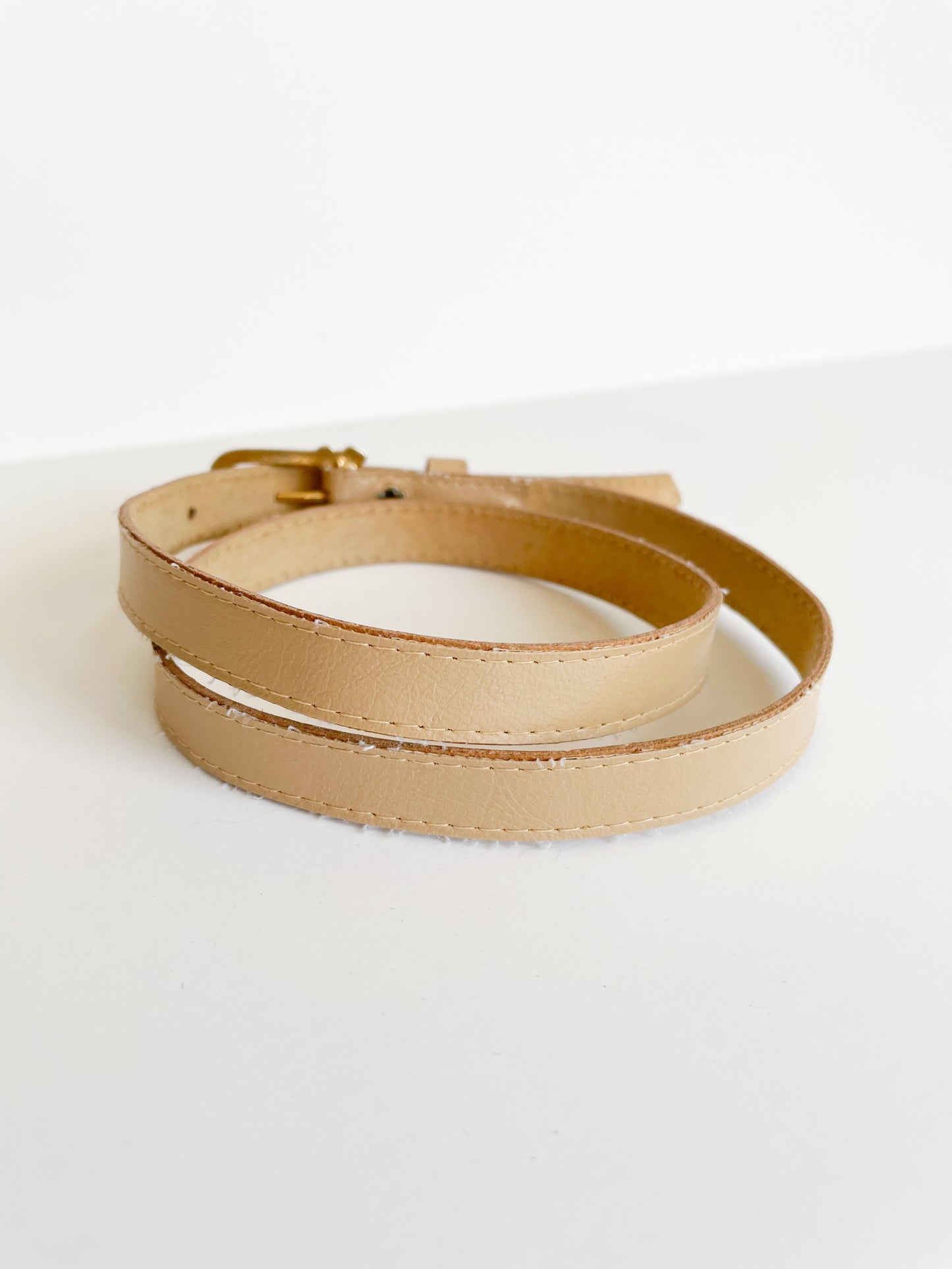 Beige Gold Skinny Waist Belt - XS