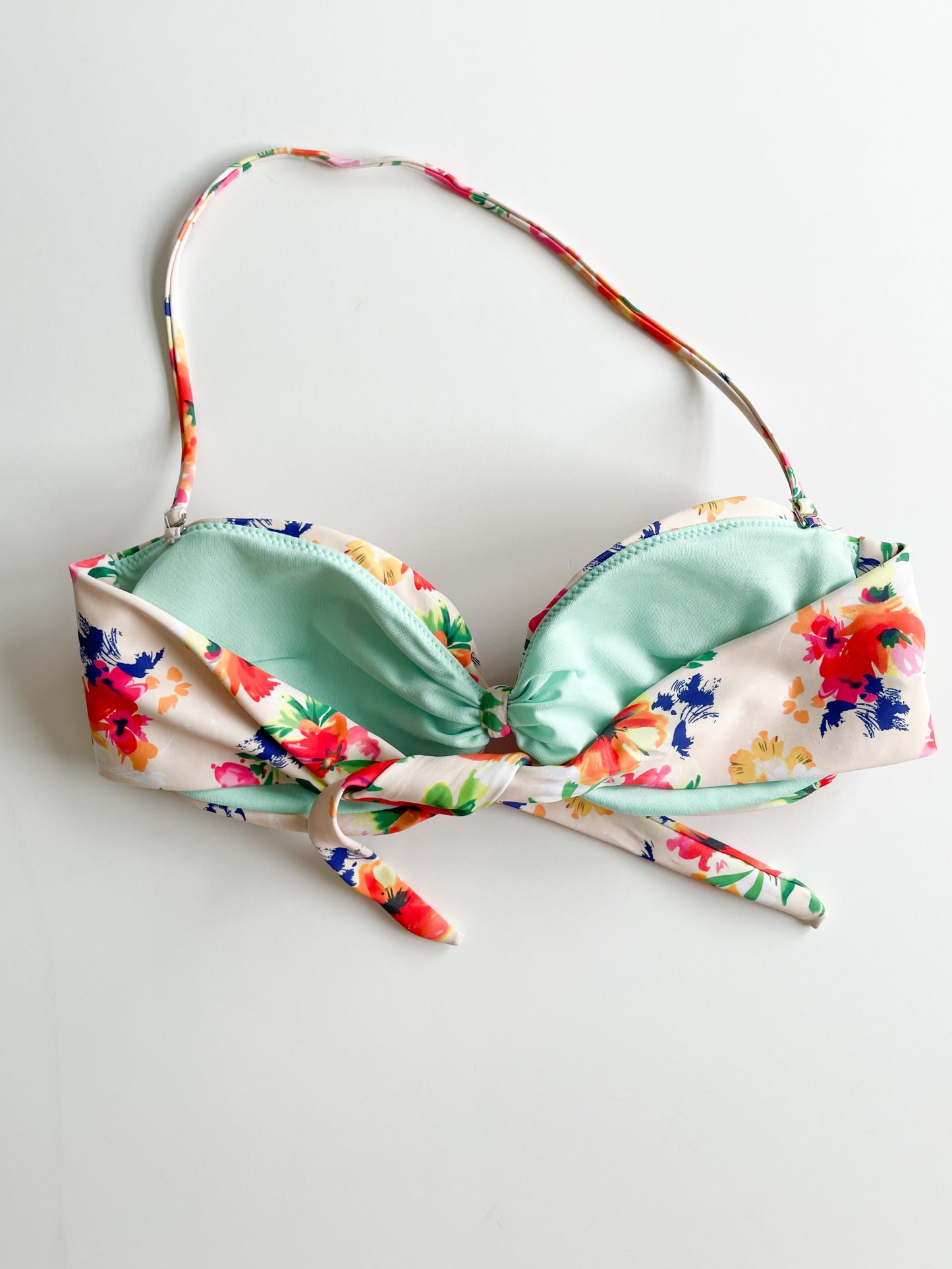 Rae Tropical Colourful Floral Tie Removable Strap Bikini Top - M/L/XL