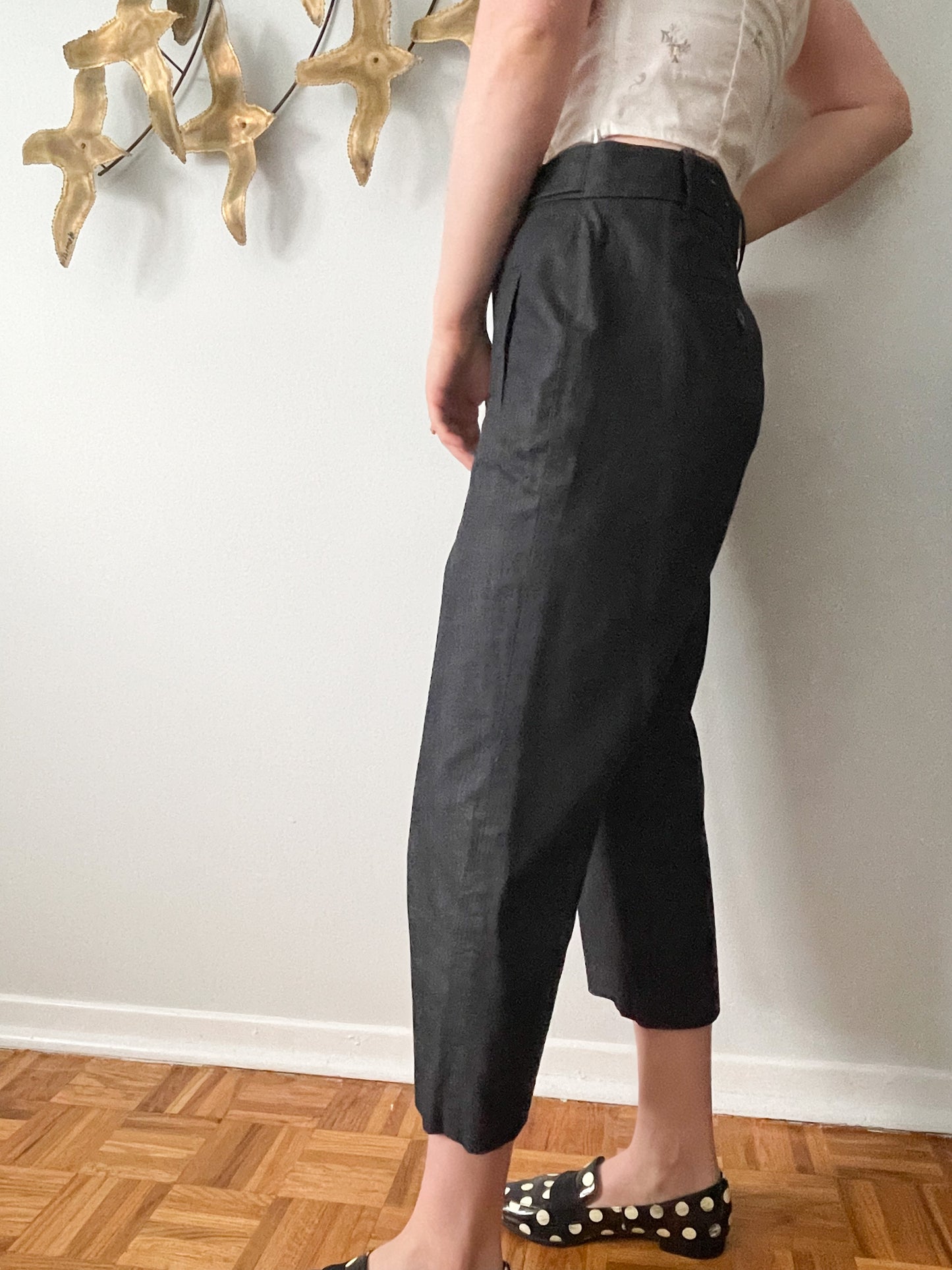 Loft Navy Heathered Cropped Pocketed Pants - Size 8