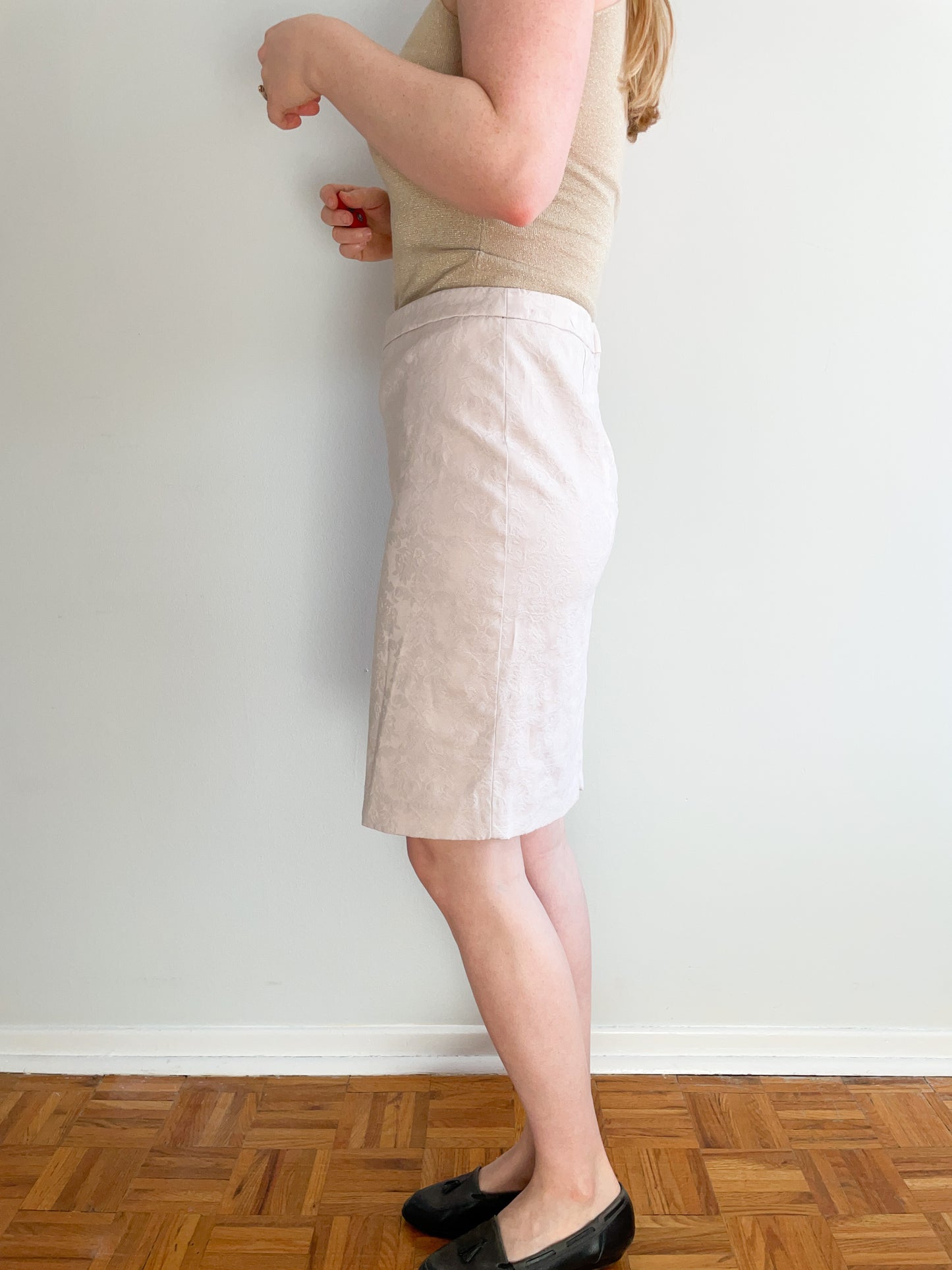 RW & Co. Blush Cream Brocade High-Waist Pencil Skirt - Size 4