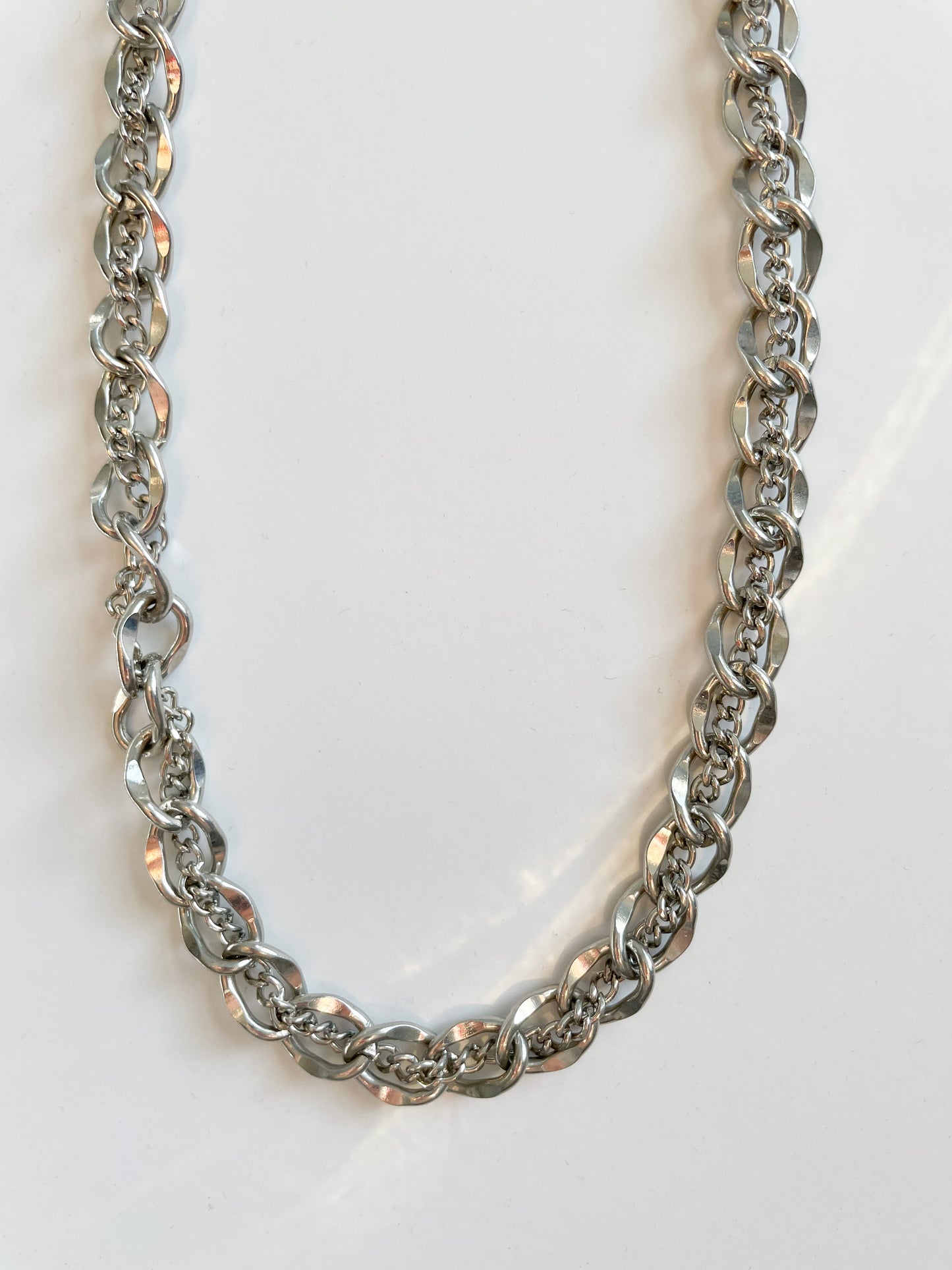 Silver Braided Two Chain Necklace