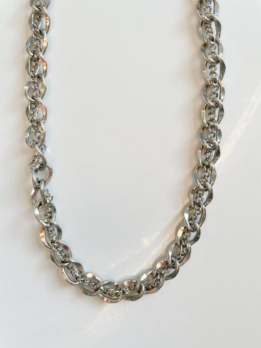 Silver Braided Two Chain Necklace