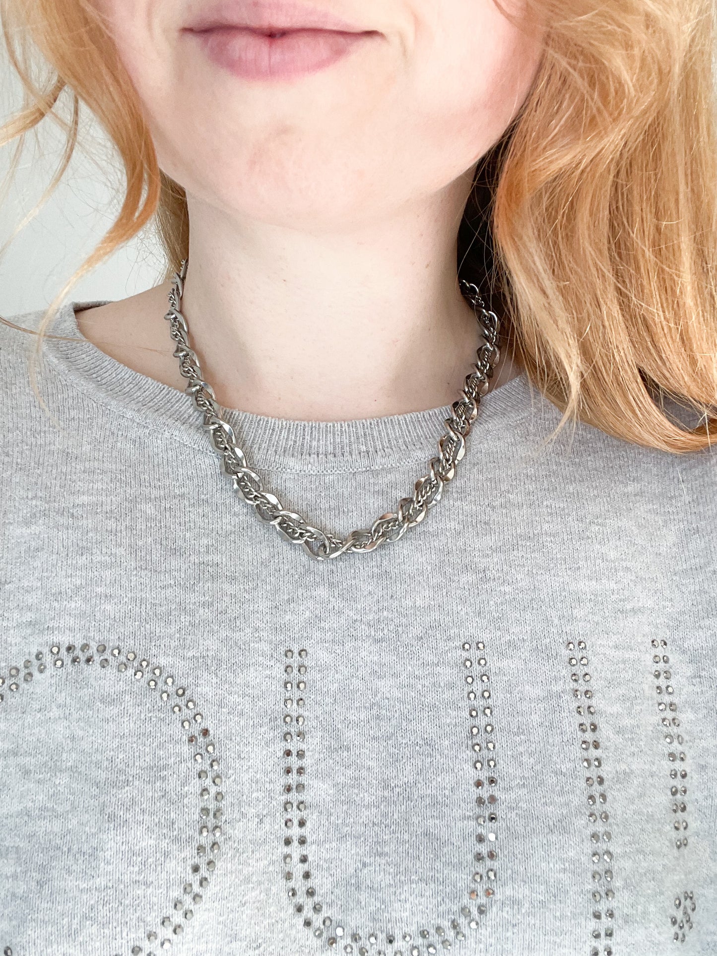 Silver Braided Two Chain Necklace