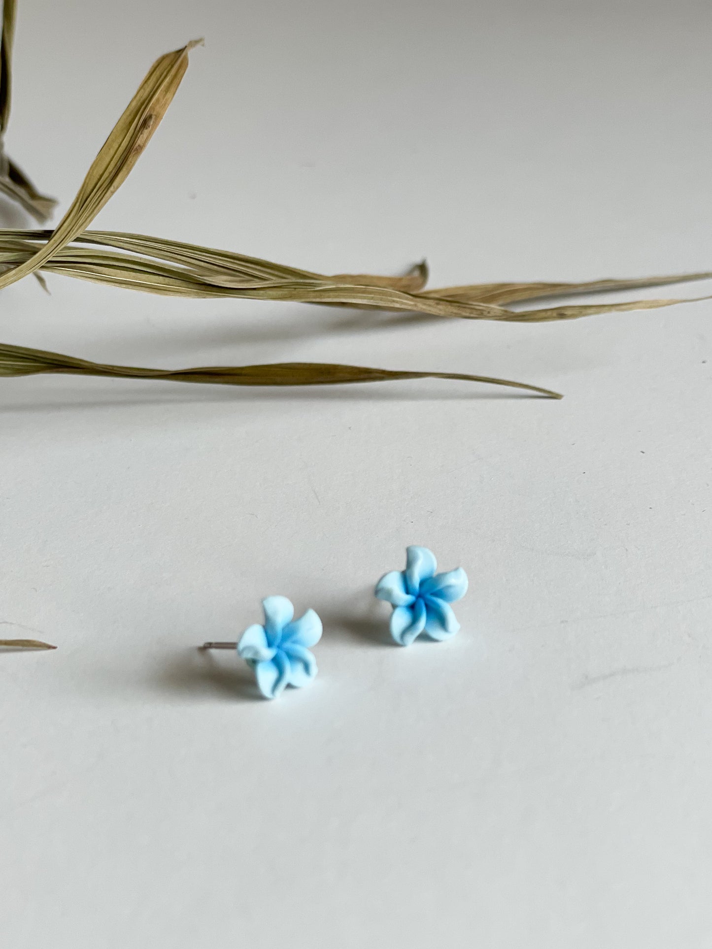 Tropical Blue Flower Stud Earrings