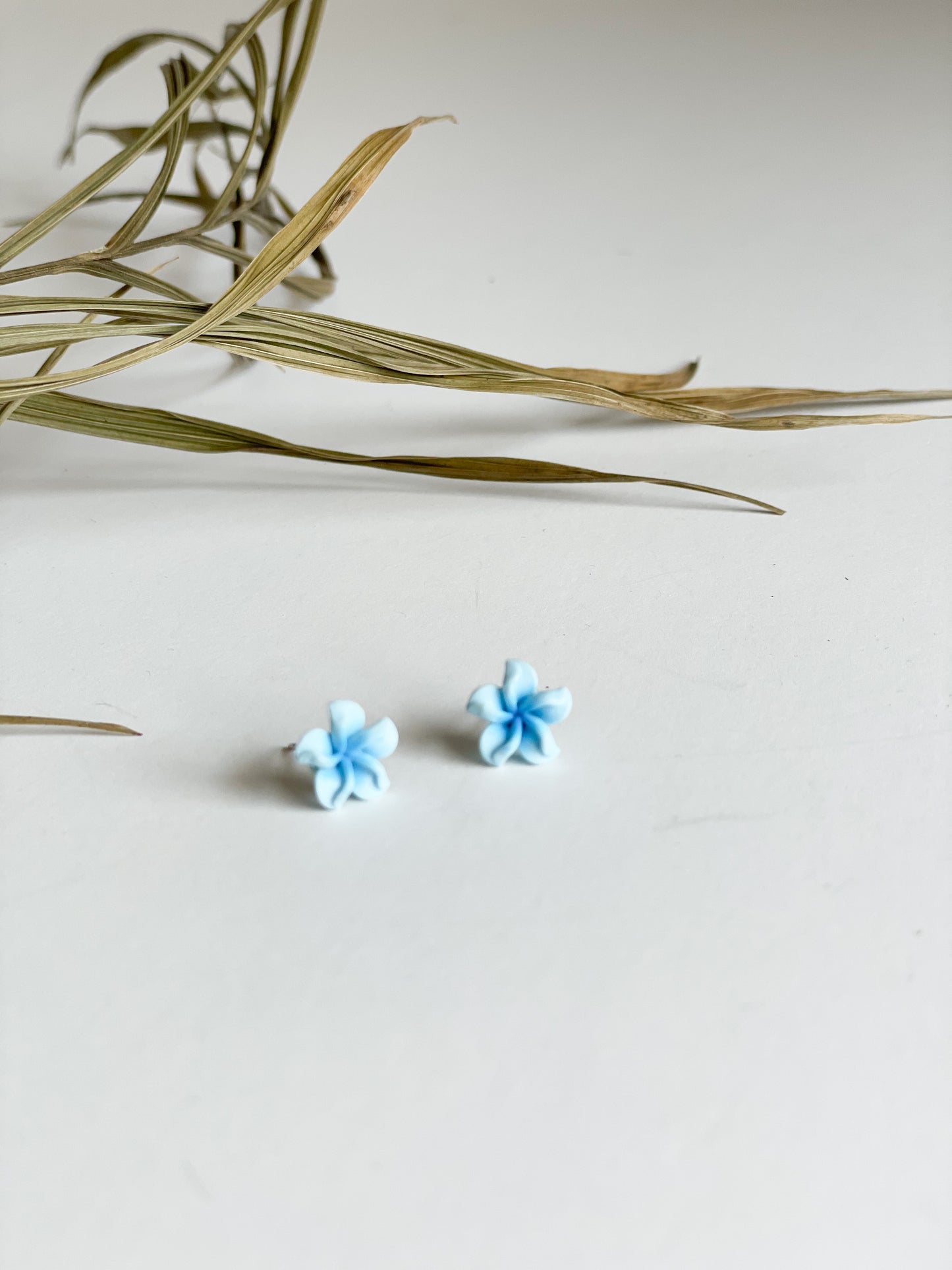 Tropical Blue Flower Stud Earrings