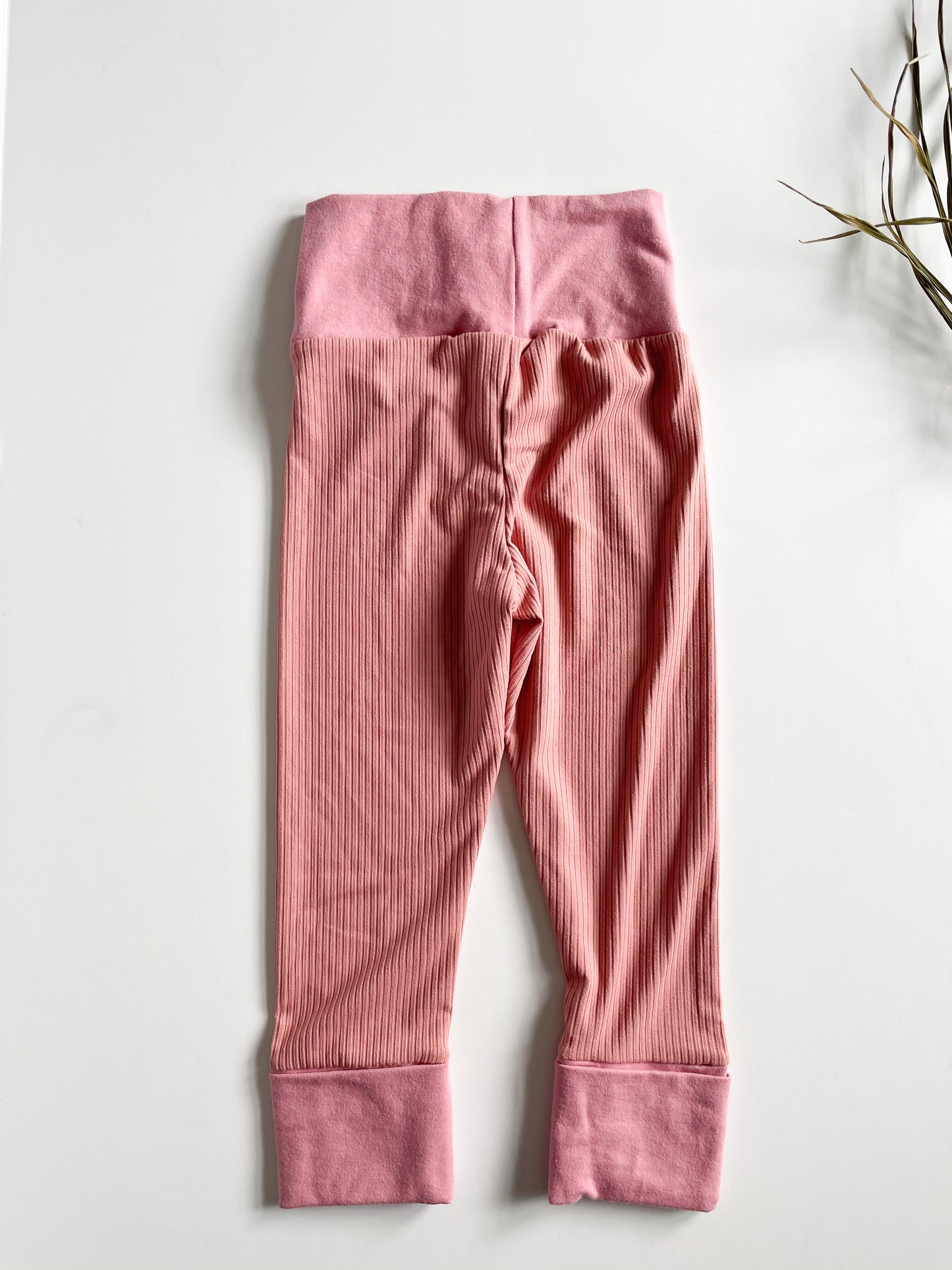 Dusty Rose Ribbed Grow-With-Me Baby Leggings - 6 Months - 3 years