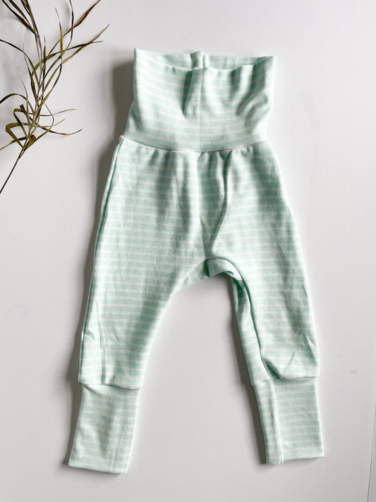 Mint Striped Grow-With-Me Baby Harem Pants - 6 Months - 3 years
