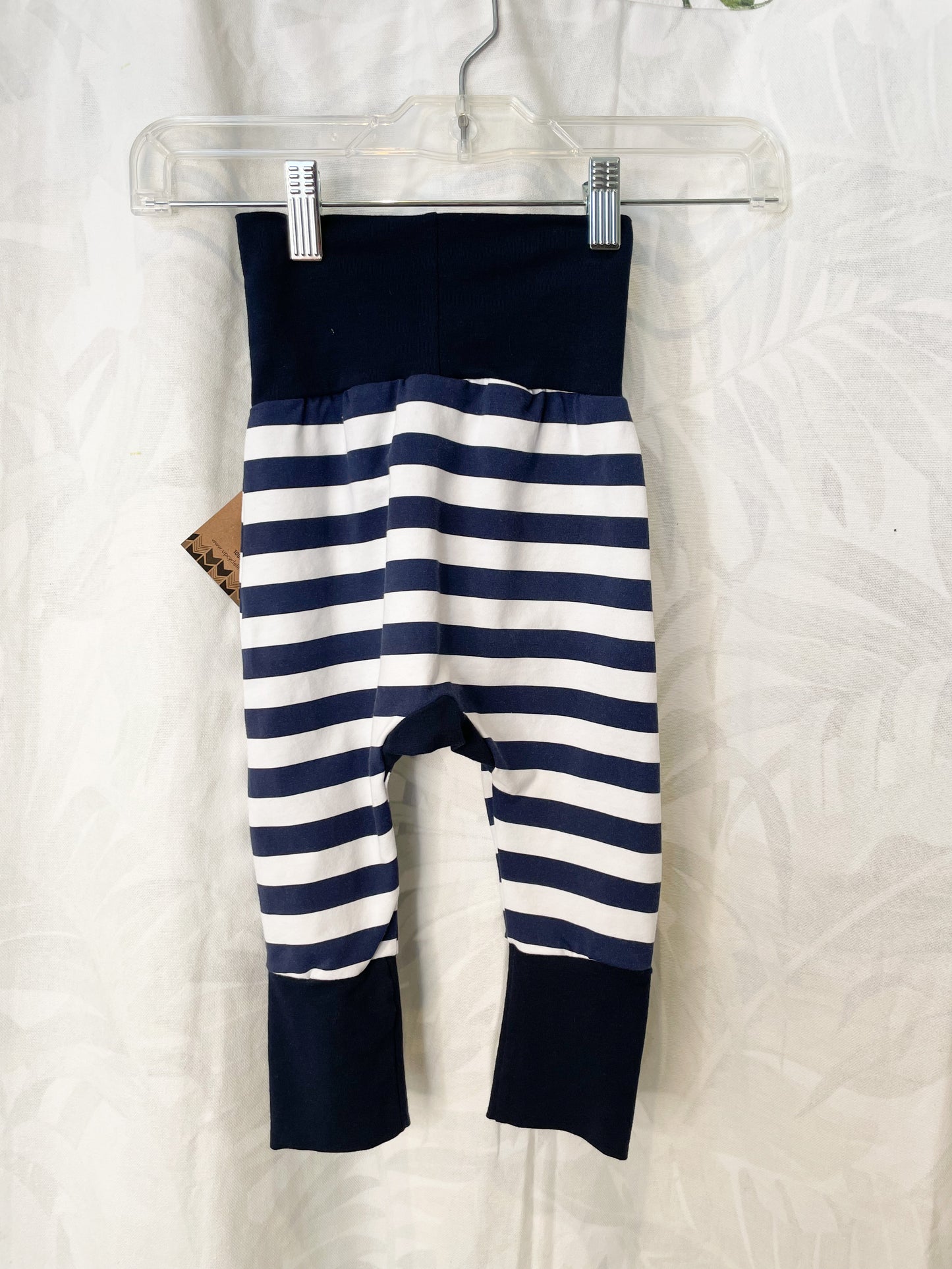 Navy Stripe Grow-With-Me Baby Harem Pants - 3 to 12 Months