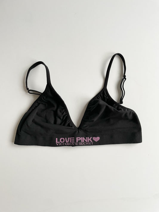 PINK Victoria's Secret Black Adjustable Lounge Triangle Bralette Top - Medium