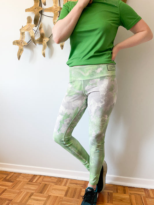 Upcycled Reebok Green Watercolor Tie-Sye Speedwick Pants - Medium