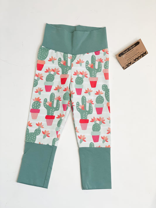 Pastel Green Cactus Grow-With-Me Baby Leggings - 3 to 12 Months