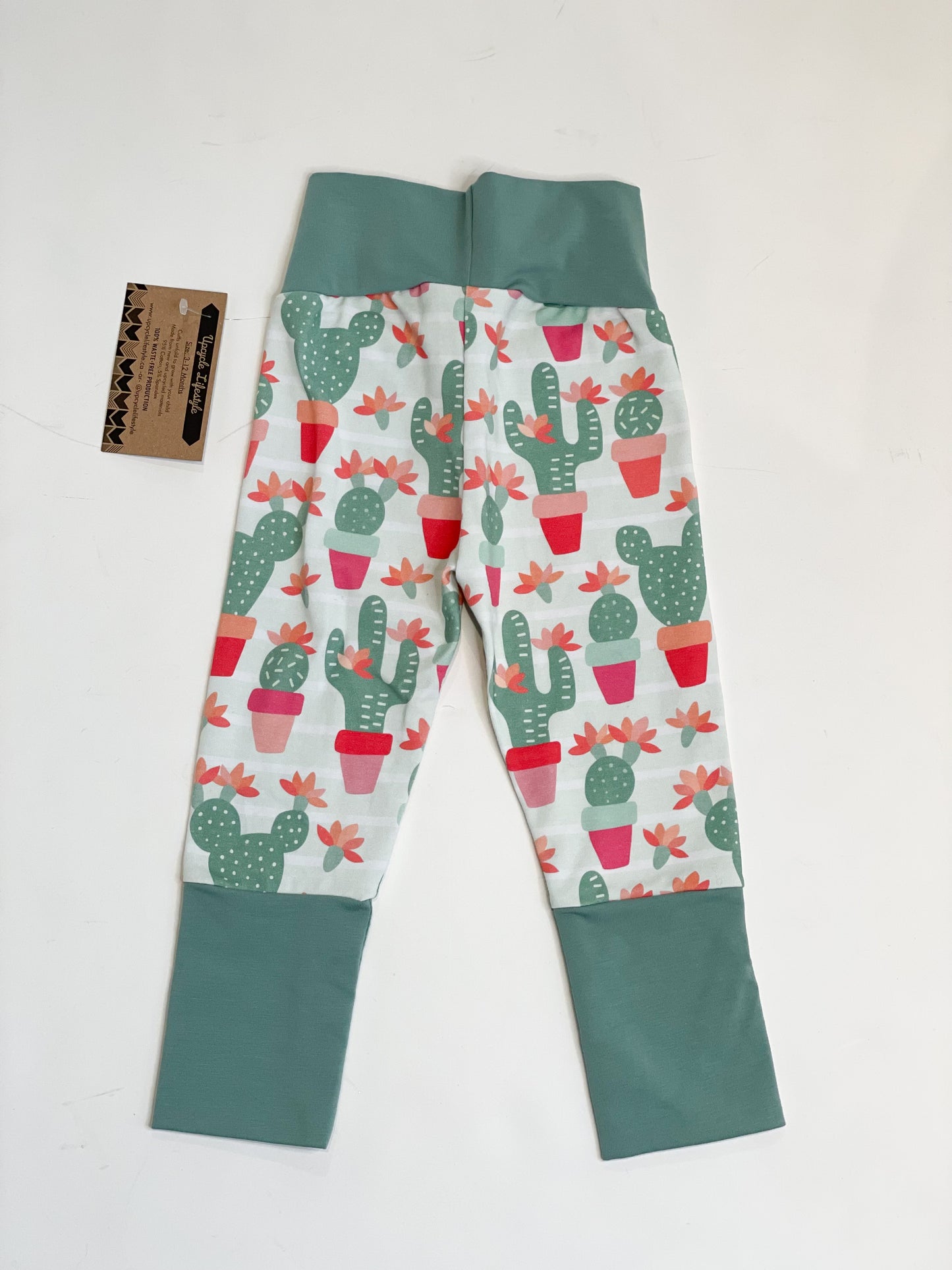 Pastel Green Cactus Grow-With-Me Baby Leggings - 3 to 12 Months
