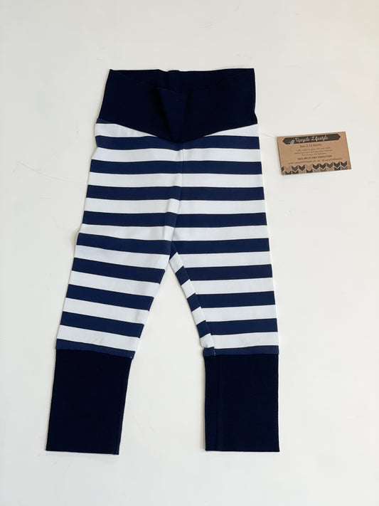 Navy Stripe Grow-With-Me Baby Leggings - 3 to 12 Months