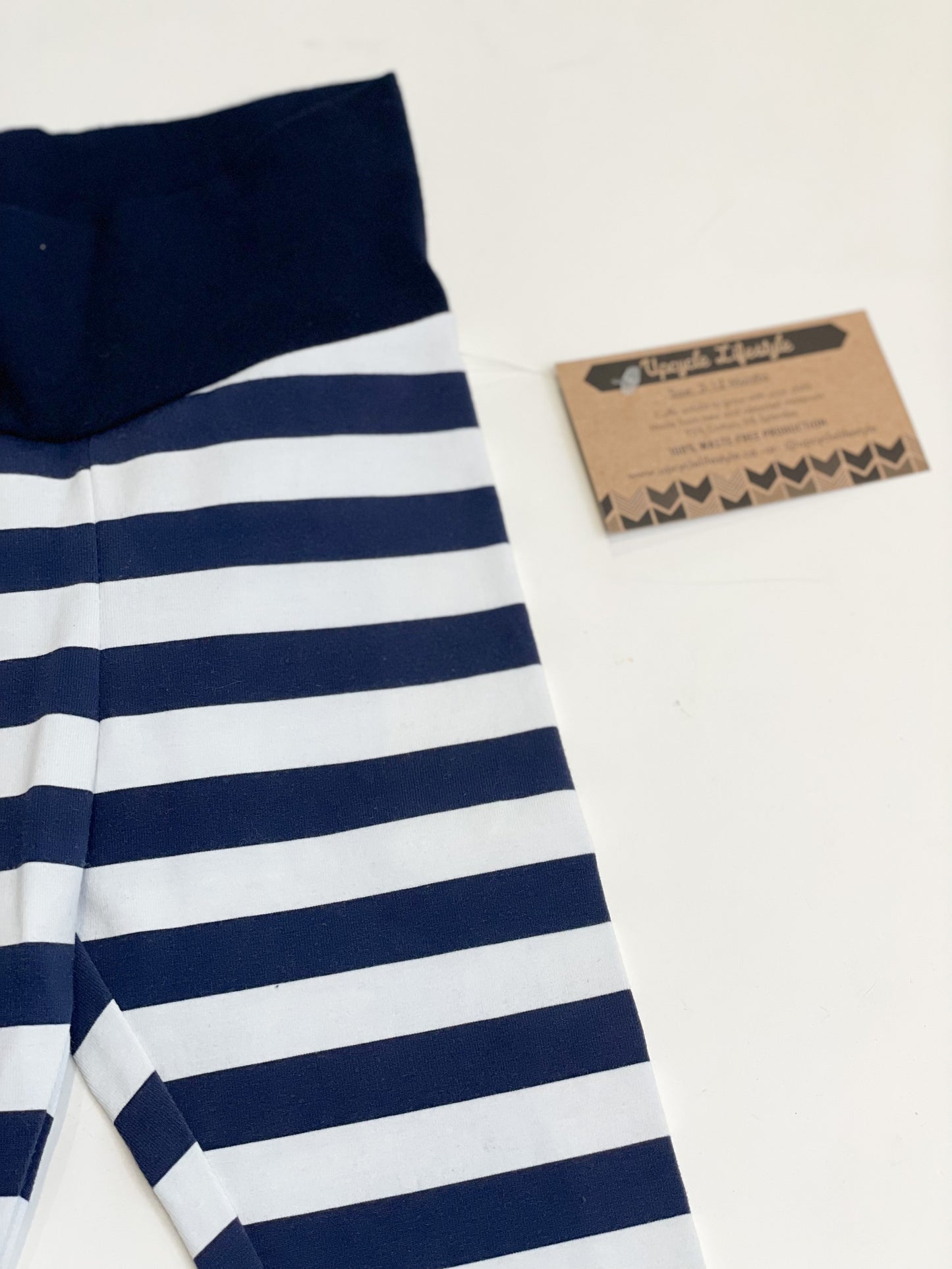 Navy Stripe Grow-With-Me Baby Leggings - 3 to 12 Months
