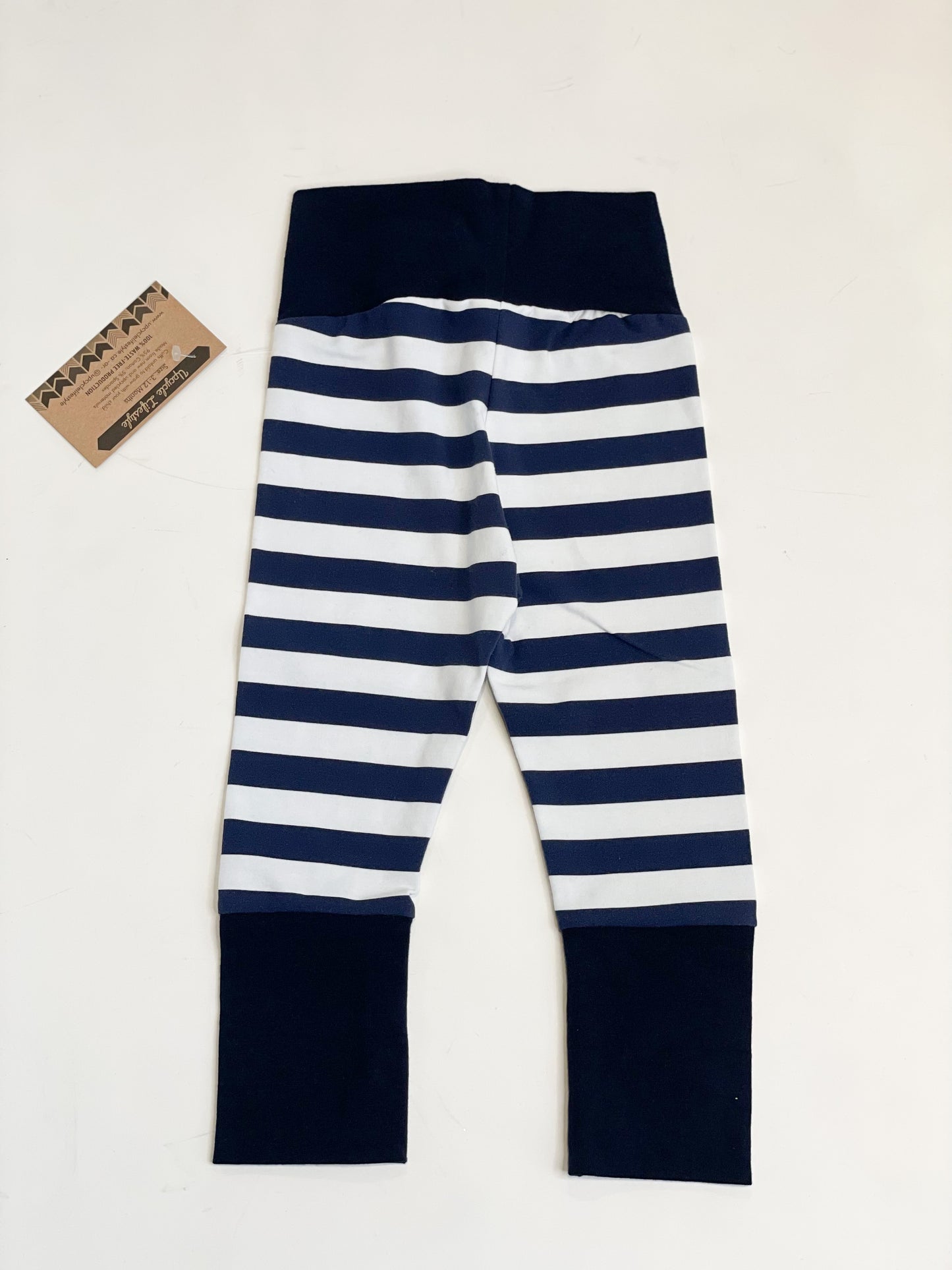Navy Stripe Grow-With-Me Baby Leggings - 3 to 12 Months