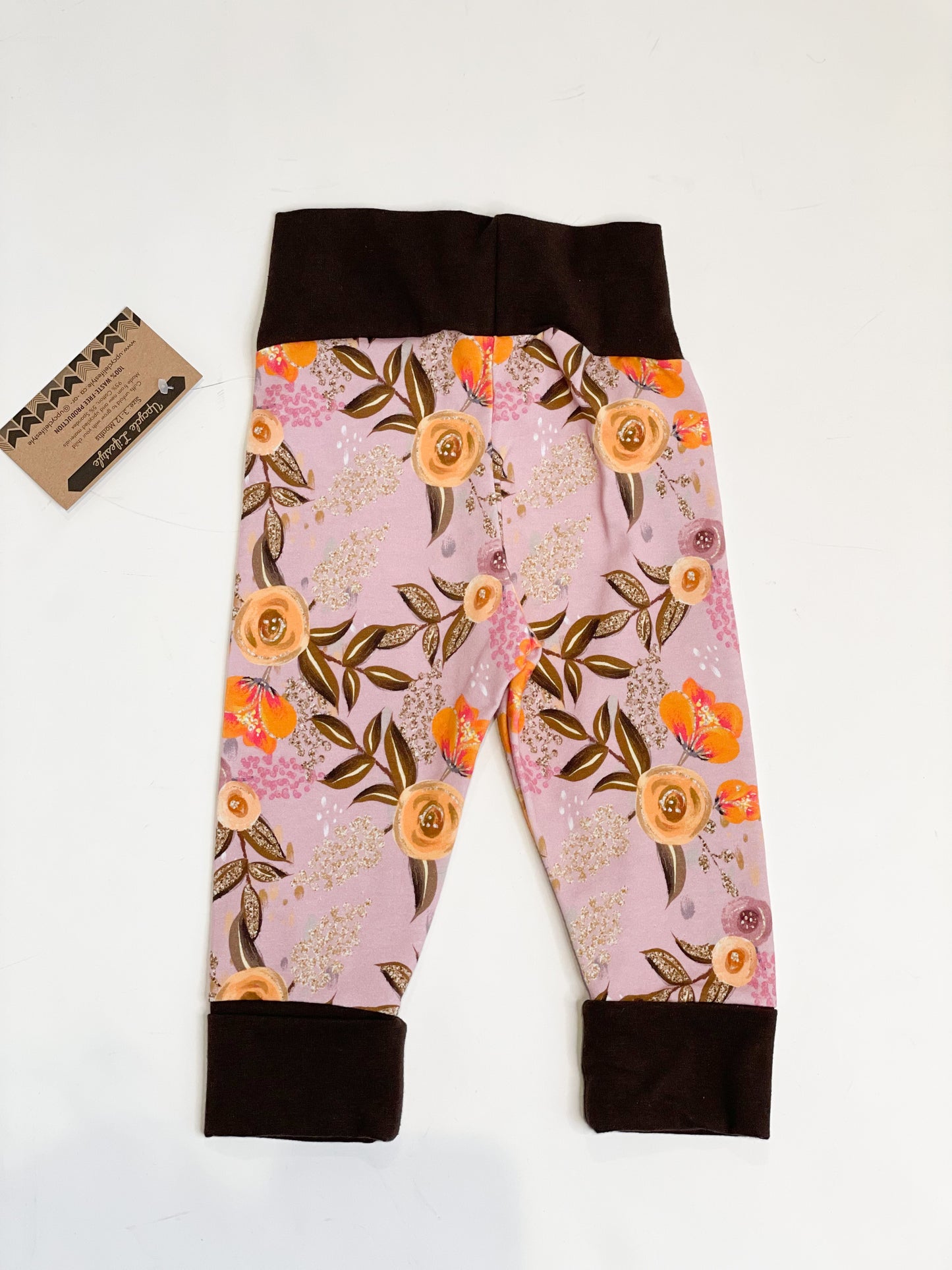 Dusty Pink Floral Grow-With-Me Baby Leggings - 3 to 12 Months