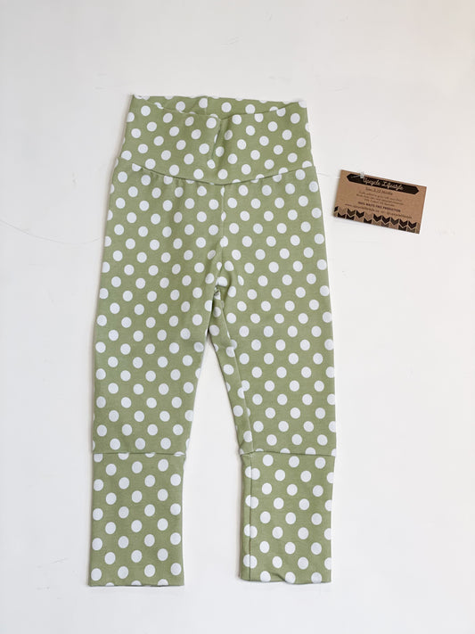 Light Green Polkadot Floral Grow-With-Me Baby Leggings - 3 to 12 Months