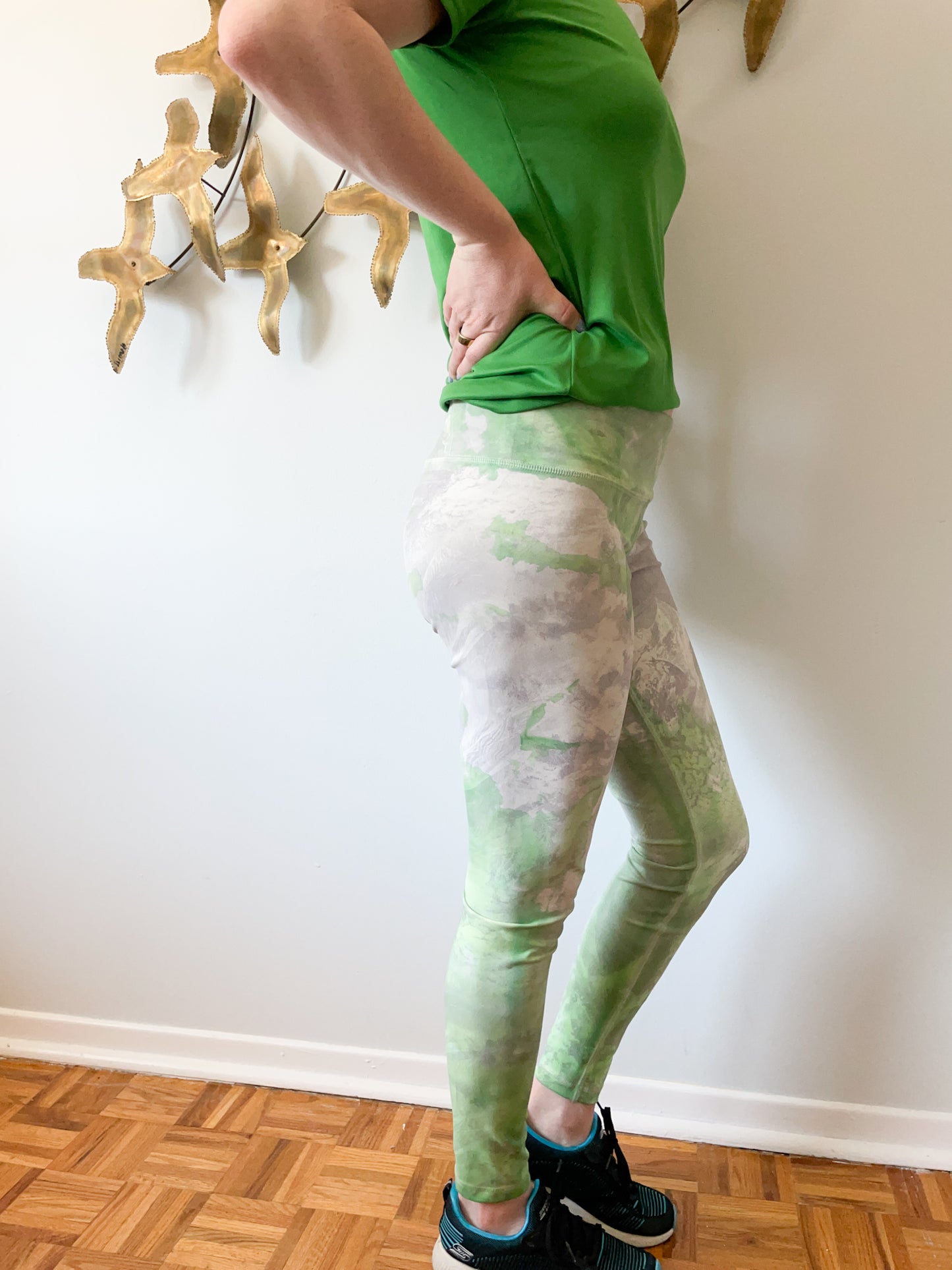 Upcycled Reebok Green Watercolor Tie-Sye Speedwick Pants - Medium