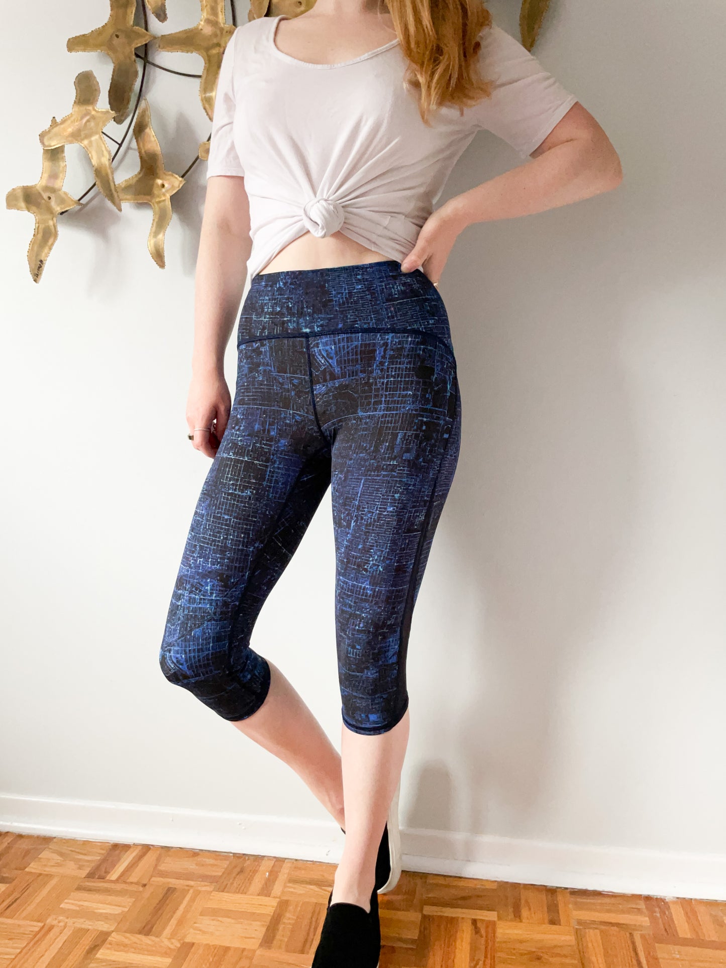 Lululemon blue cropped leggings. Size 4. Worn only a