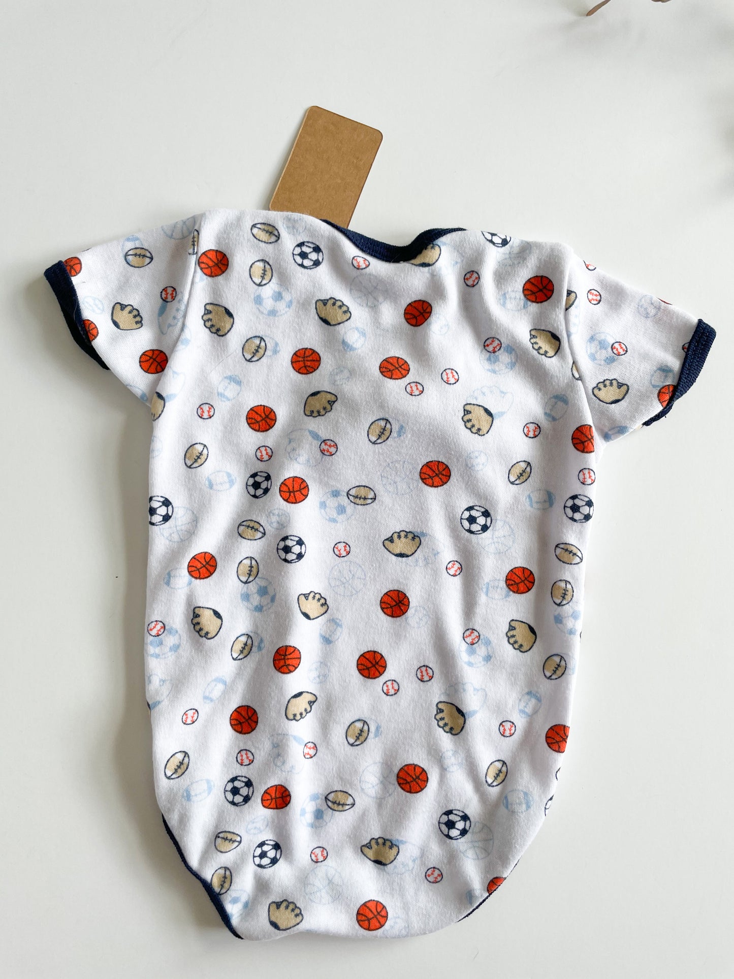 White Sports Suspender and Bowtie Upcycled Bodysuit by Eco Pretty - 6 - 9 Months