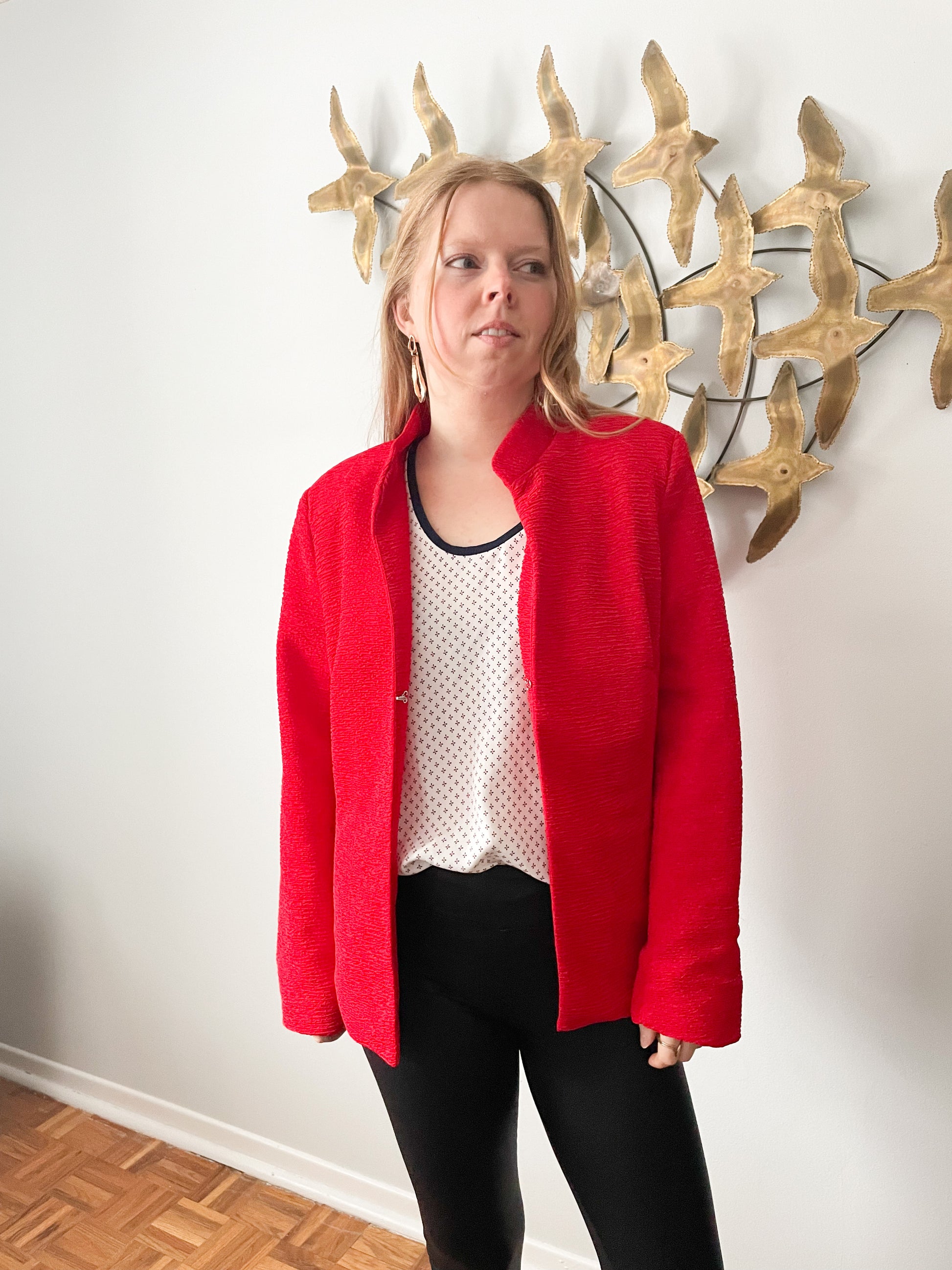 Erin London Ruched Red Open Blazer - Large – Le Prix Fashion & Consulting