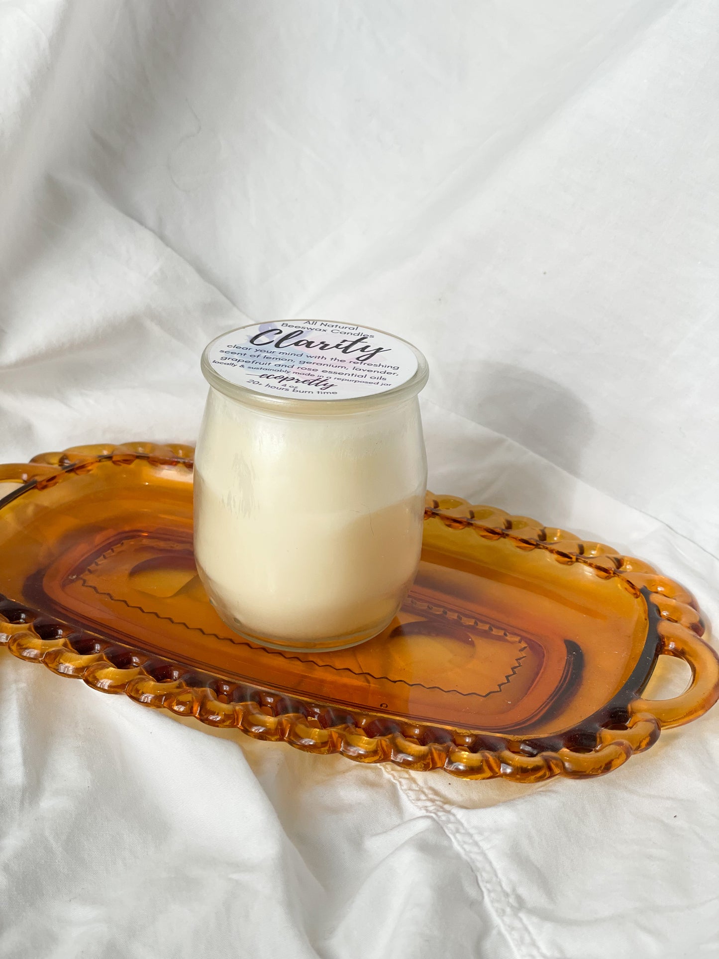Clarity Scented Floral Citrus Natural Scented 100% Beeswax Candle - 4oz