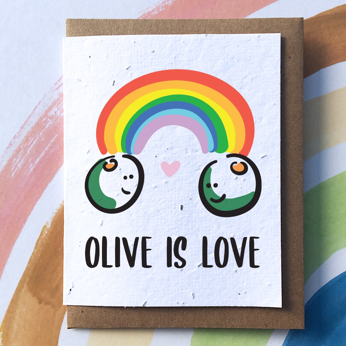 Olive Is Love Pride Rainbow Plantable Pun Greeting Card