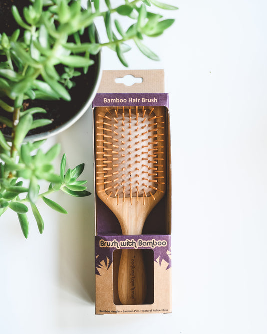 Bamboo Wooden Paddle Hairbrush - Fully Compostable