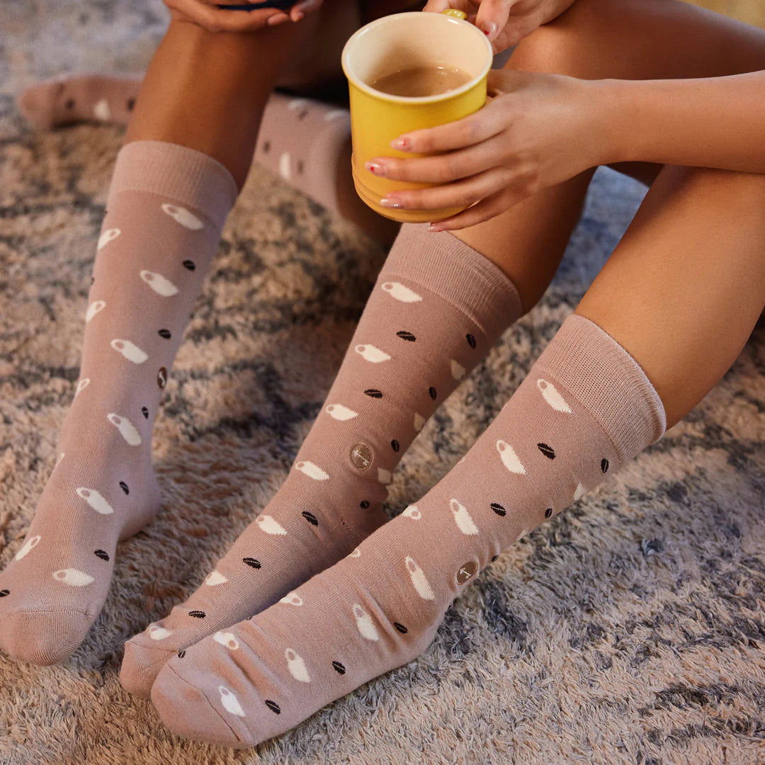 Socks that Build Homes - Blush with Coffee Cups
