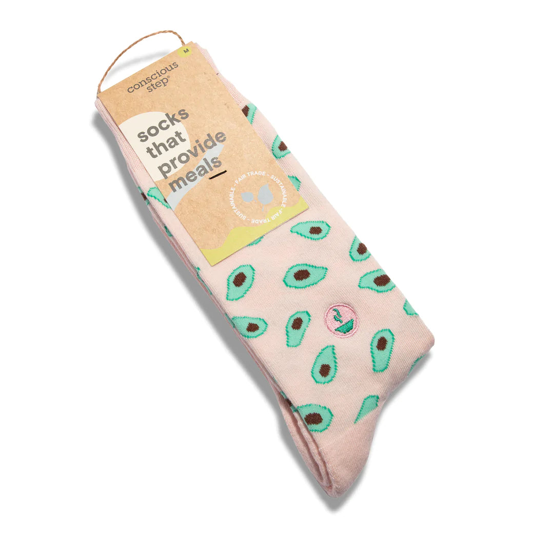 Socks that Provide Meals - Pink and Avocado