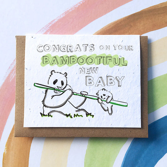 Bamboo New Baby Panda Plantable Pun Greeting Card