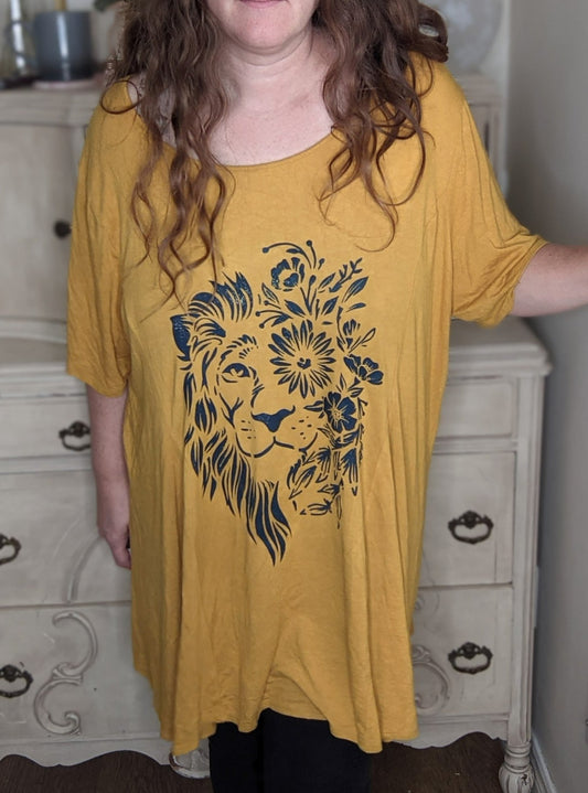 Mustard Lion Soft Stretchy Jersey T-Shirt - 4XL