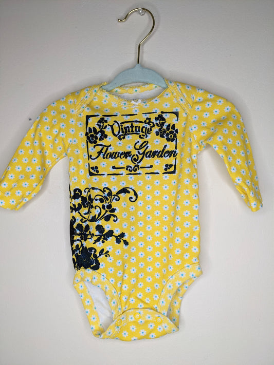 Yellow Flower Garden  Long Sleeve Baby Bodysuit - 3 months