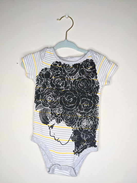 Pastel Stripe Rose Haired Baby Bodysuit - 3-6 months