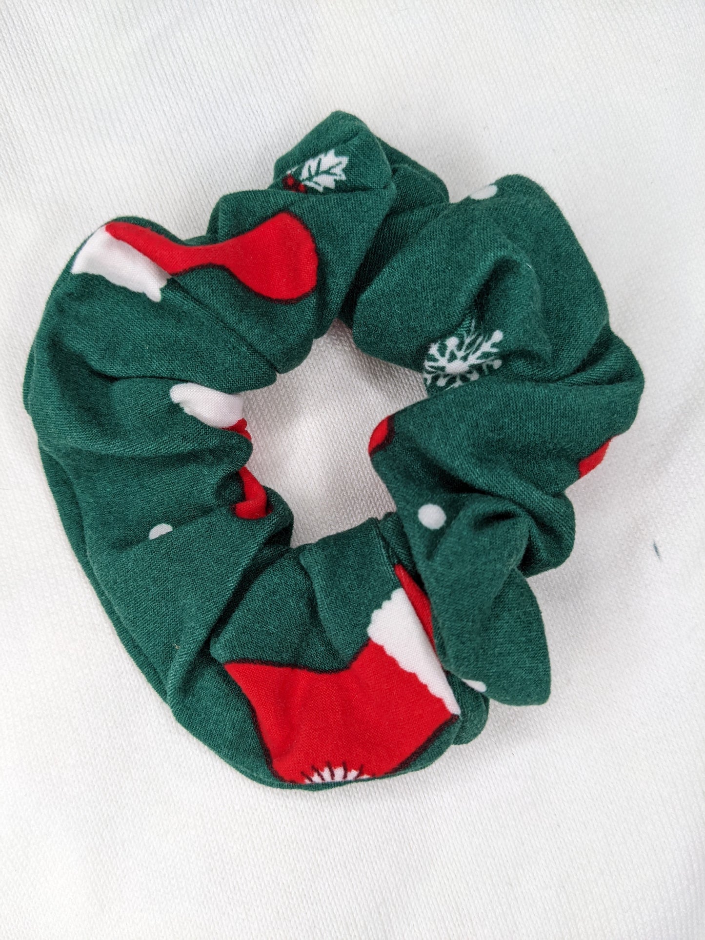 Forest Green Stocking Upcycled Scrunchie