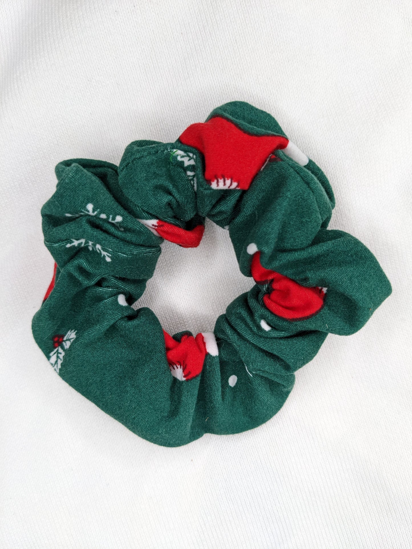 Forest Green Stocking Upcycled Scrunchie