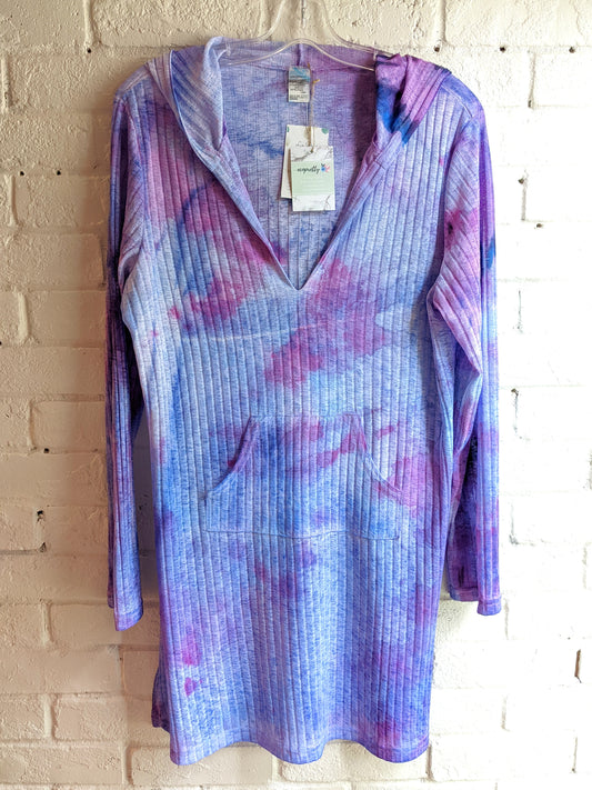 Cover Me Upcycled Watercolour Beach Dress Cover Purple and Blue - Large