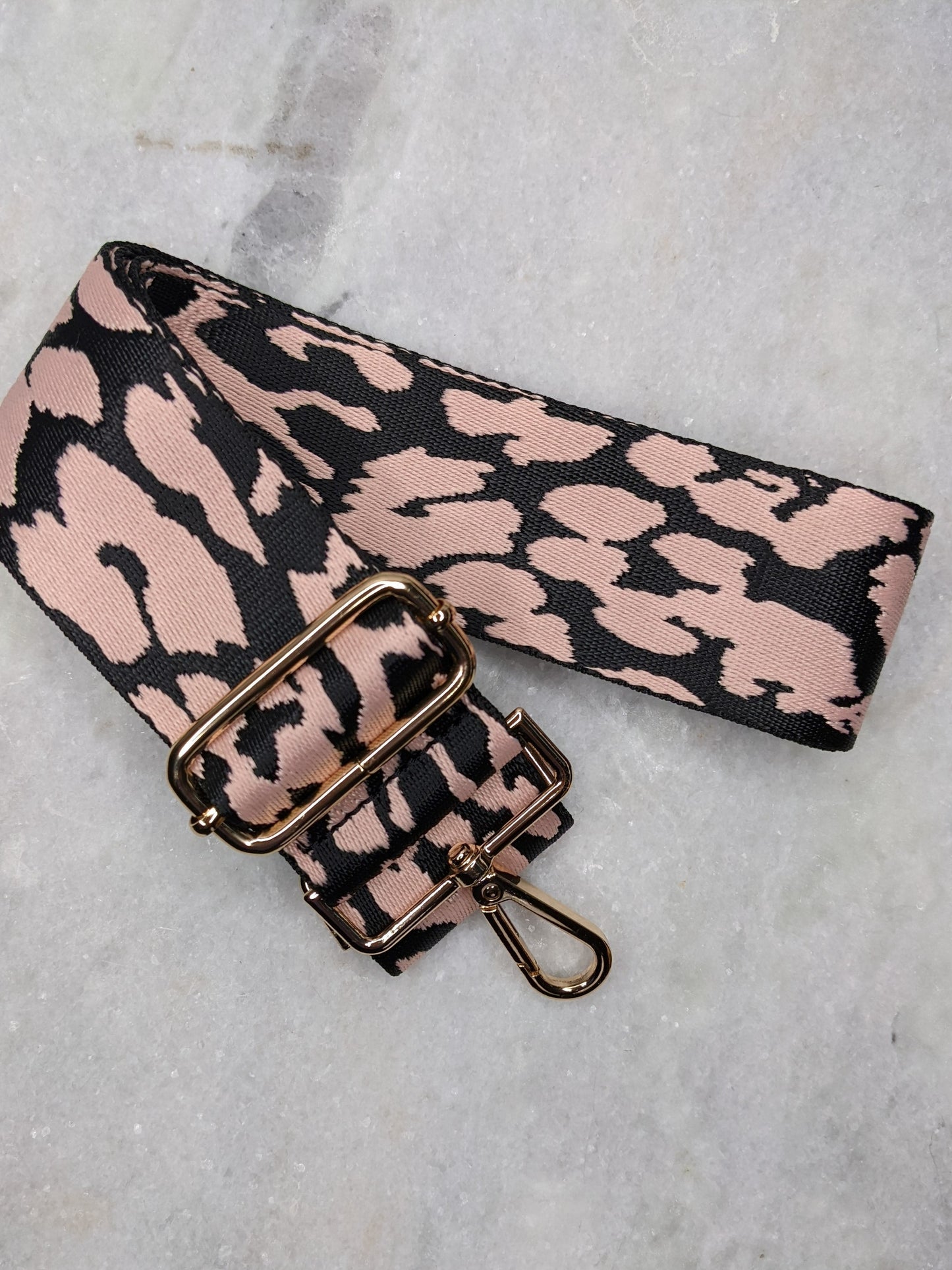 CTHRU Purses Pink and Black Cheetah Print Purse Strap with Gold Accents NWOT