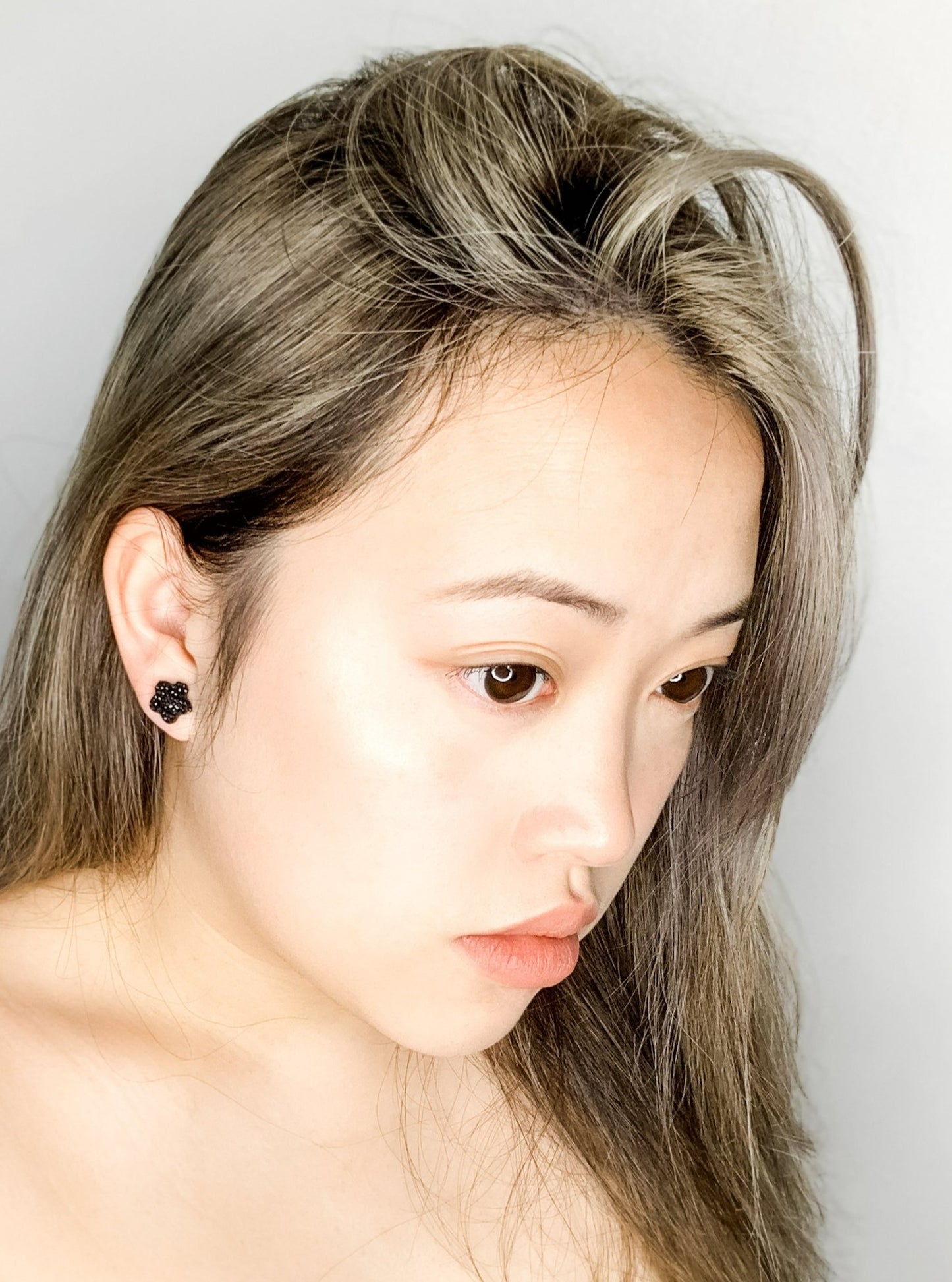 Black Sparkle Star Stud Earrings