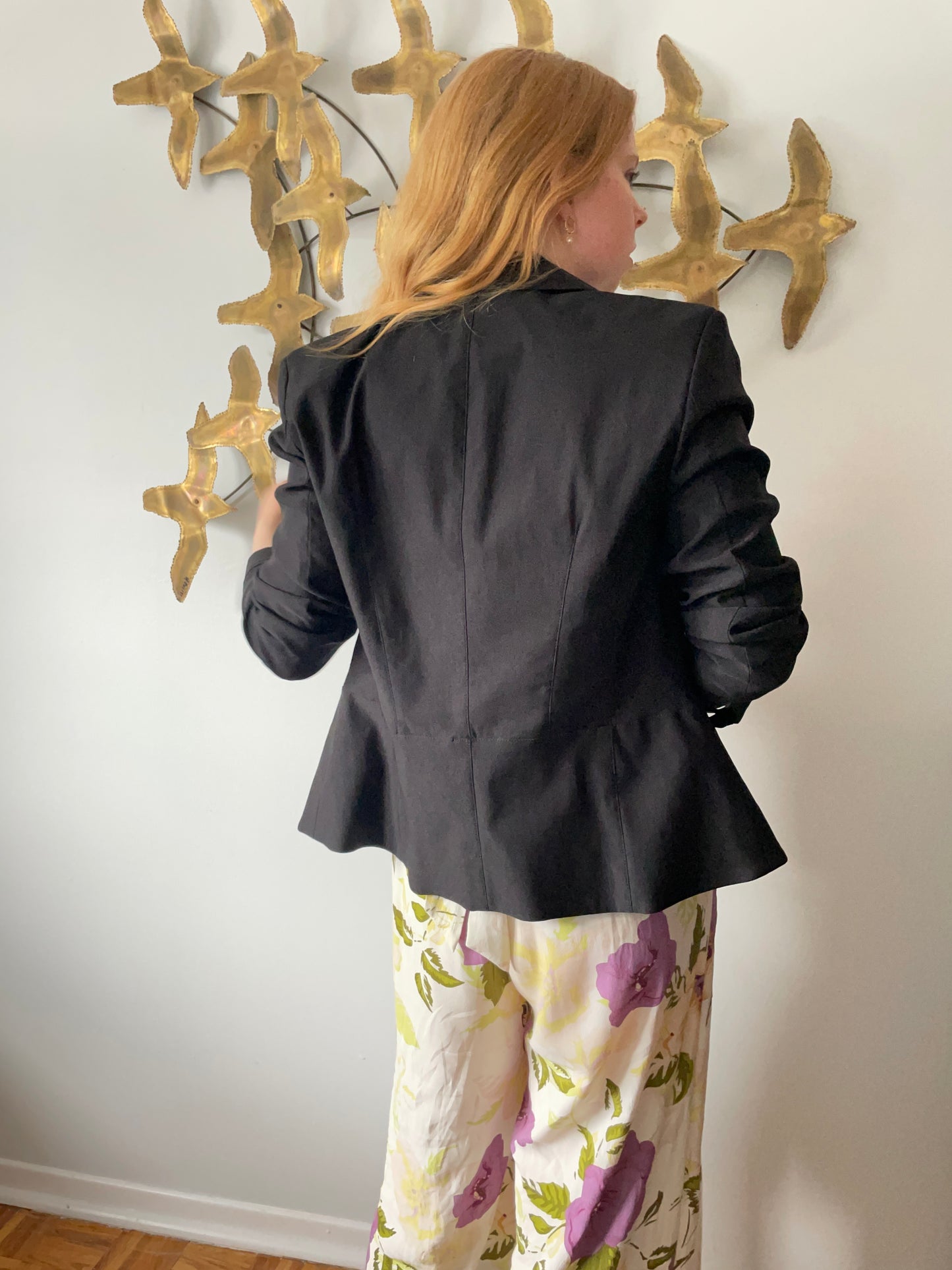 Tribal Black Stretch Collared Jacket - Size 10