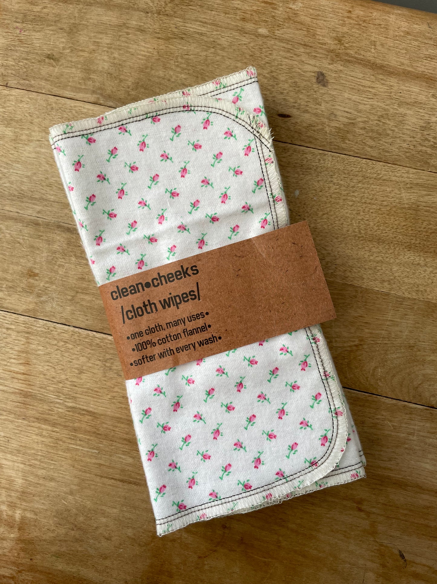 Reusable 100% Cotton Flannel Cloths - 12 Pack Pink Micro Floral