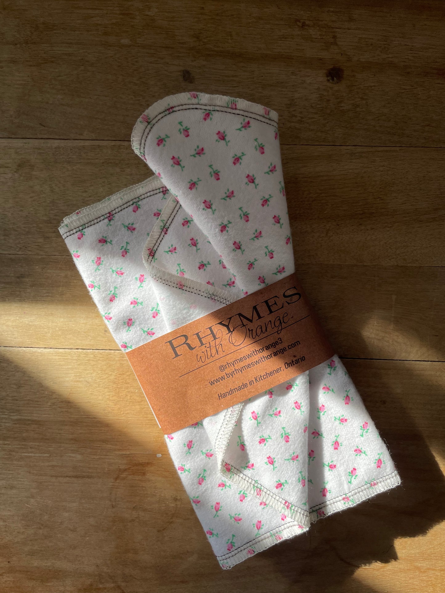 Reusable 100% Cotton Flannel Cloths - 12 Pack Pink Micro Floral