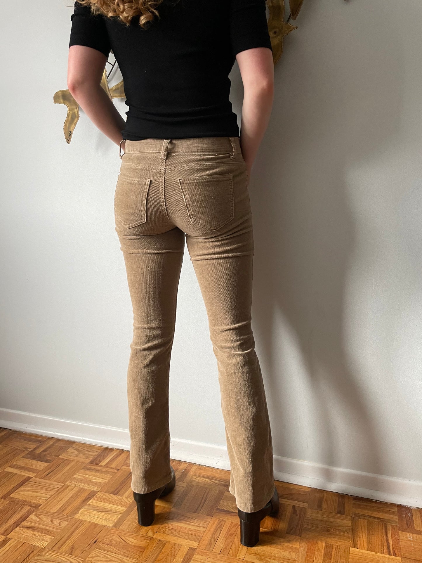 Beige Flare Corduroy Pants - Size 2