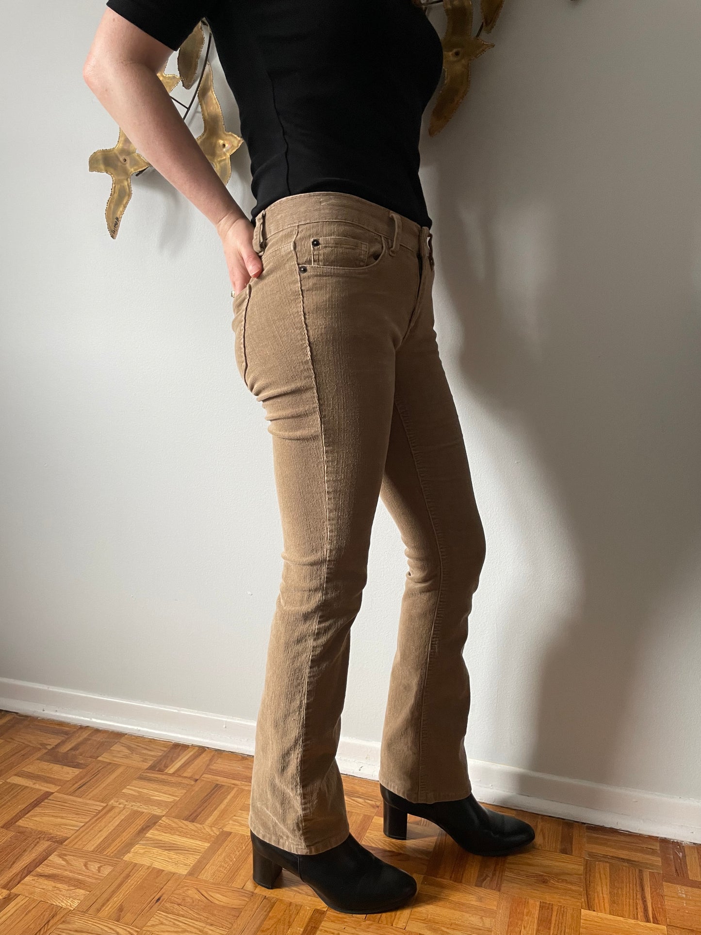 Beige Flare Corduroy Pants - Size 2